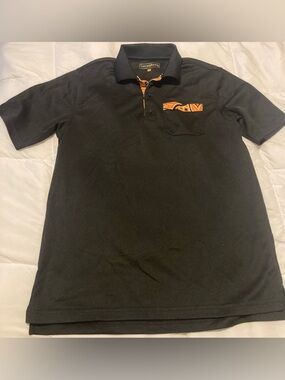 Loudmouth Black Golf Polo with Orange Logo Accent